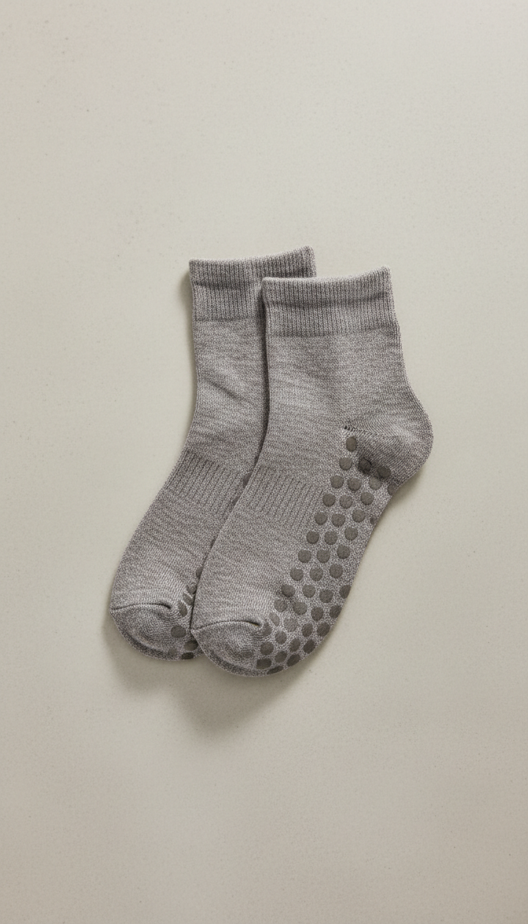 Pebble gray low-cut grip socks